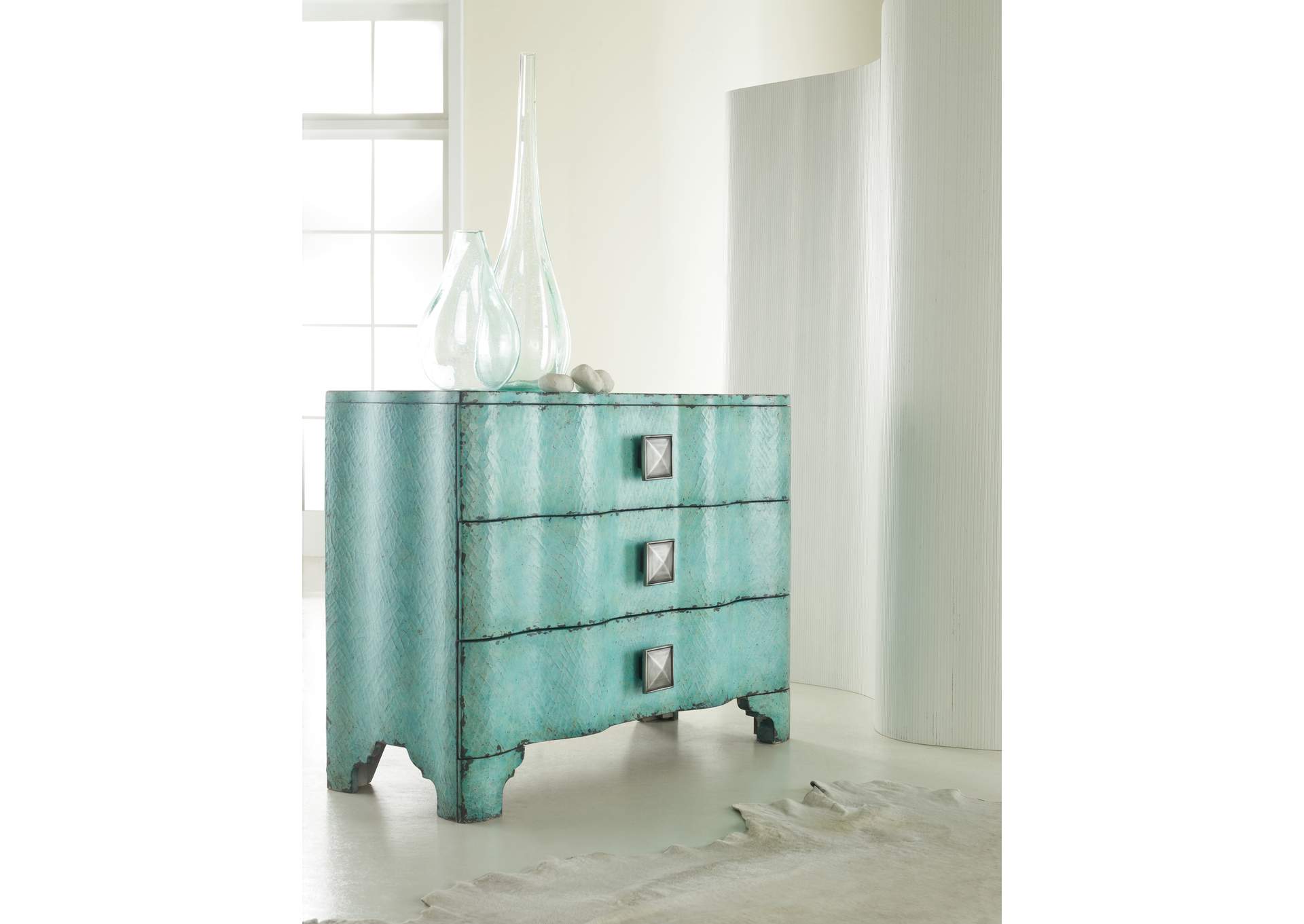 Melange Turquoise Crackle Chest,Hooker Furniture