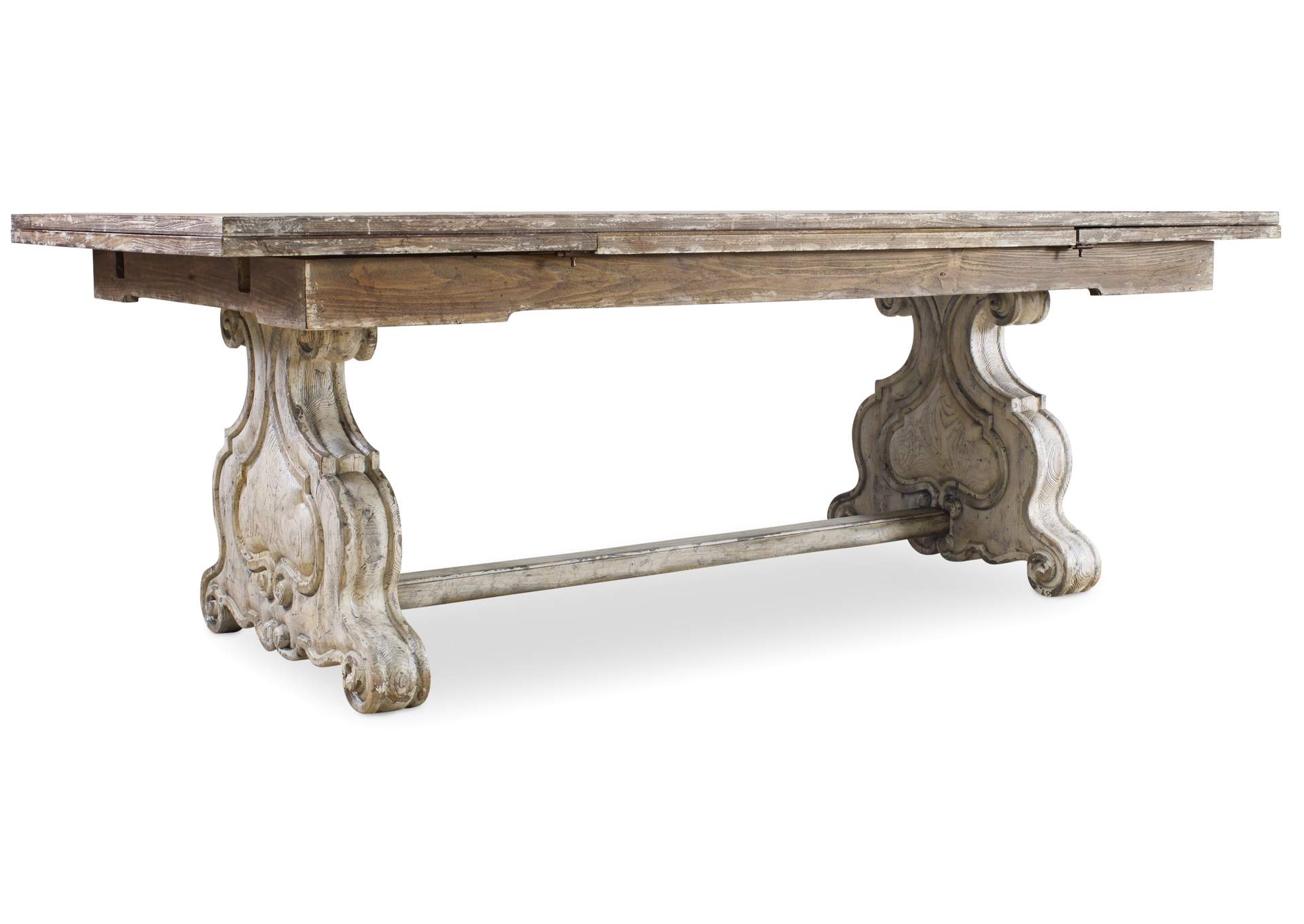 Chatelet Refectory Rectangle Trestle Dining Table With Two 22'' Leaves