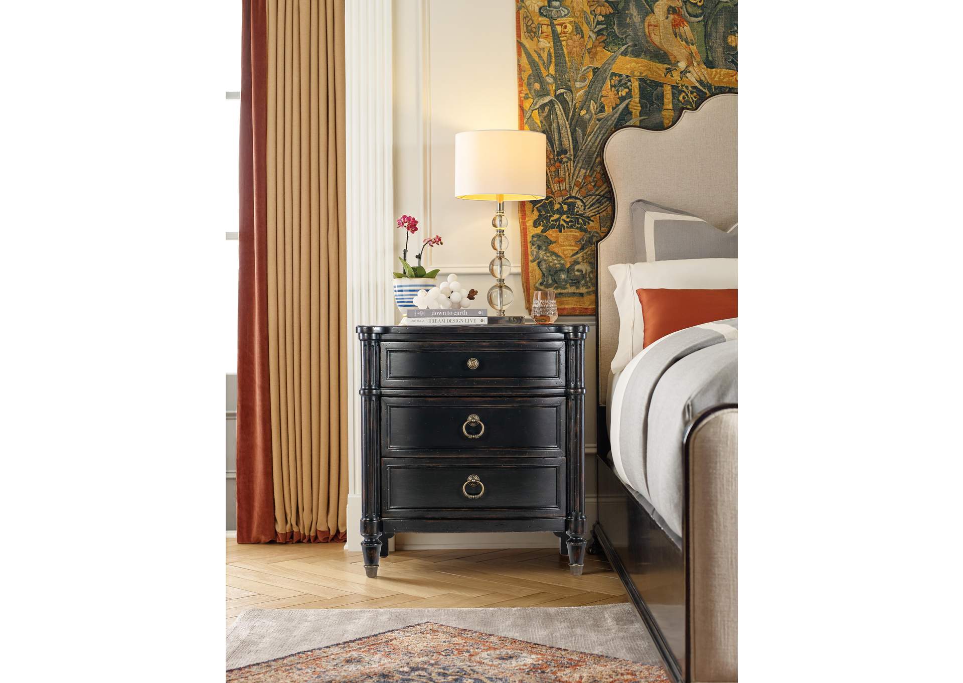 Charleston Three - Drawer Nightstand,Hooker Furniture