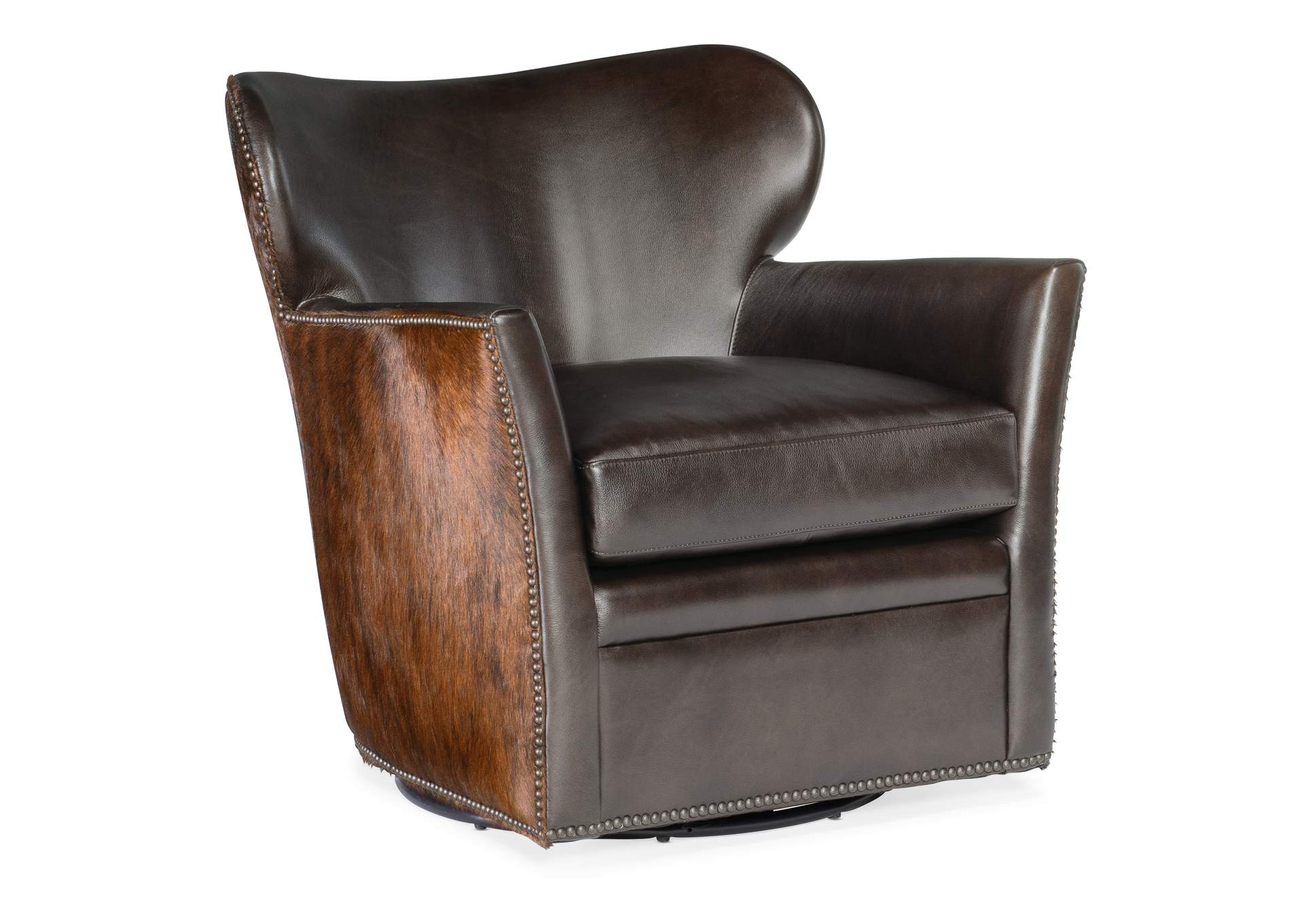 Kato Leather Swivel Chair W - Dark Hoh,Hooker Furniture