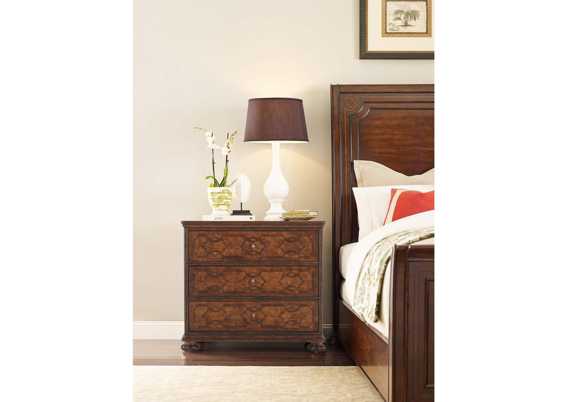 Charleston Three - Drawer Nightstand,Hooker Furniture