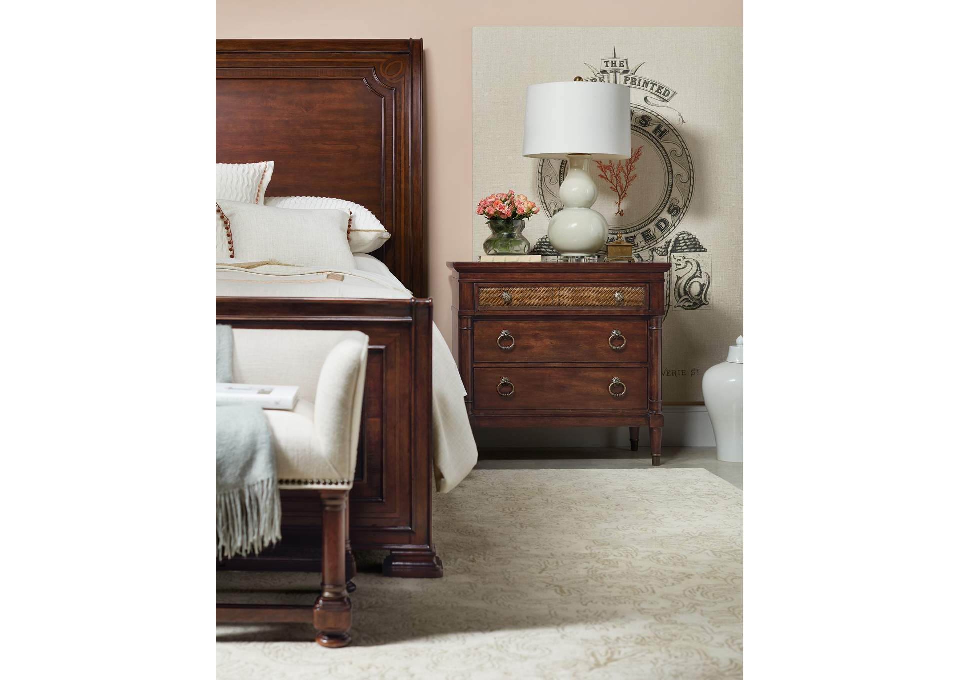 Charleston Three - Drawer Nightstand,Hooker Furniture