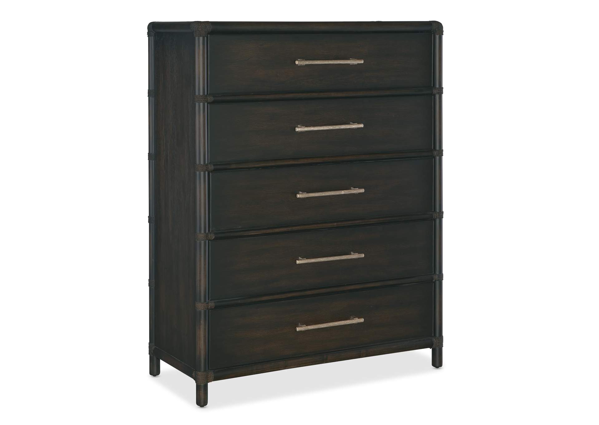 Retreat Pole Rattan Five - Drawer Chest,Hooker Furniture