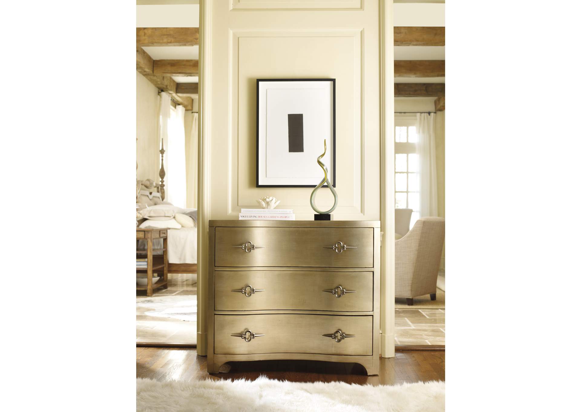 Sanctuary Three - Drawer Shaped Front Gold Chest,Hooker Furniture