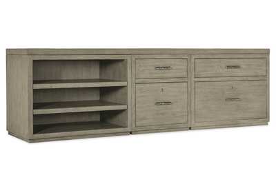 Linville Falls 96" Credenza With File, Lateral File and Open Desk Cabinet