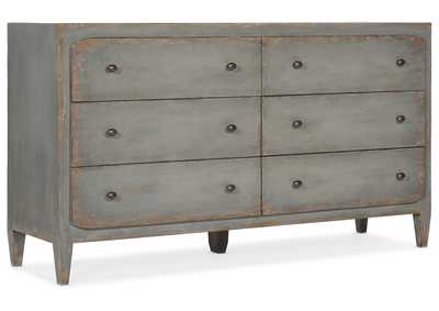 Ciao Bella Six-Drawer Dresser- Speckled Gray,Hooker Furniture