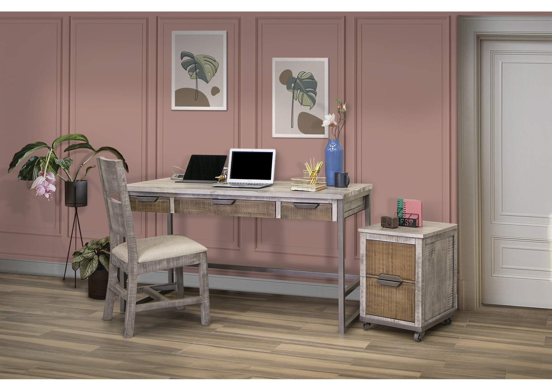 Mita Honey Brown &  Ligh Gray File Cabinet,International Furniture Direct