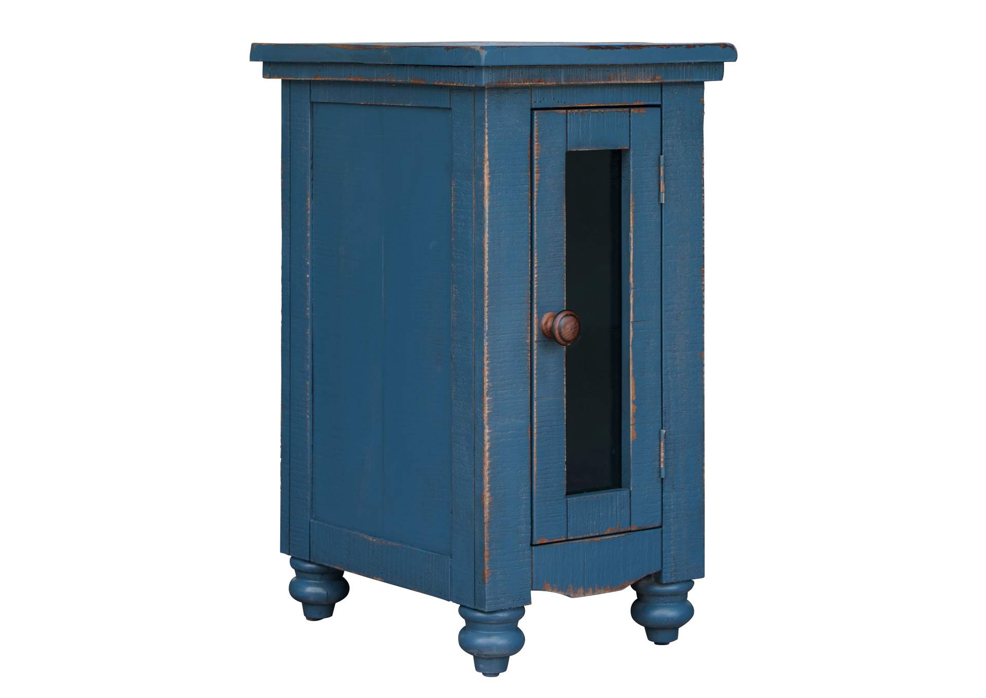 Aruba 1 Door Chair Side Table, Dark Blue finish,International Furniture Direct