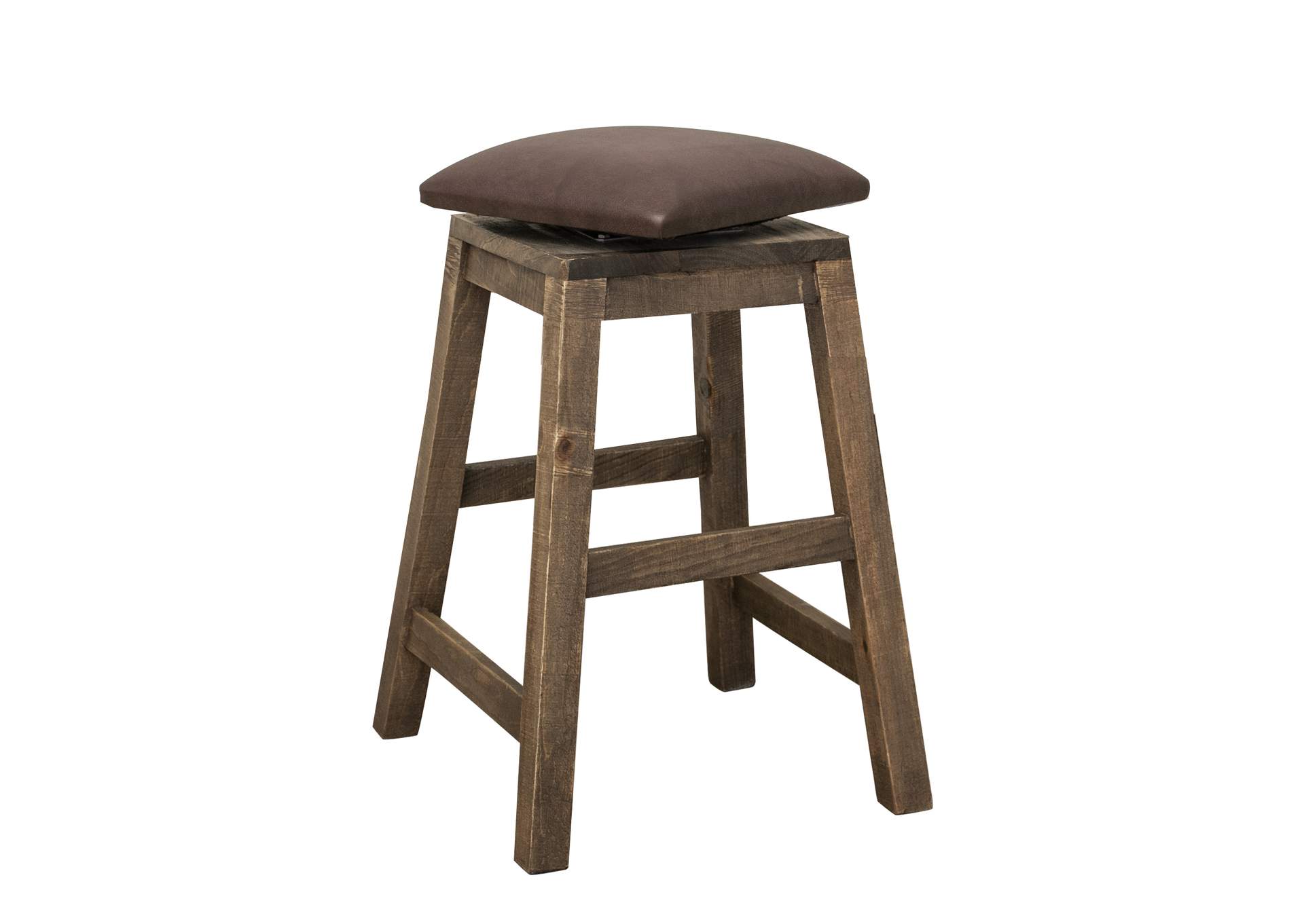 Antique Multicolor 24" Swivel Stool - with Faux Leather seat,International Furniture Direct