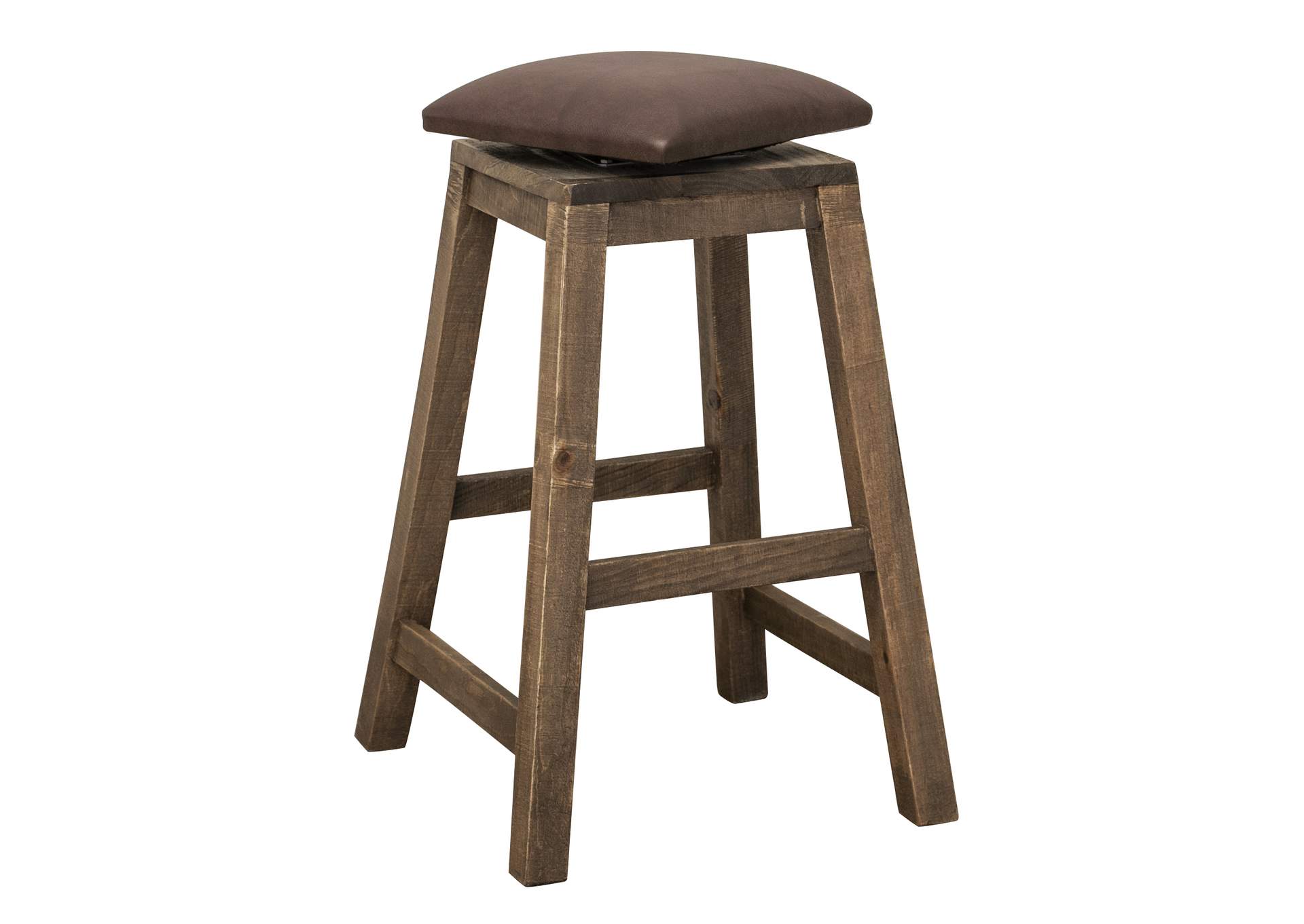 Antique Multicolor  30” Swivel Stool - w/Faux Leather Seat,International Furniture Direct