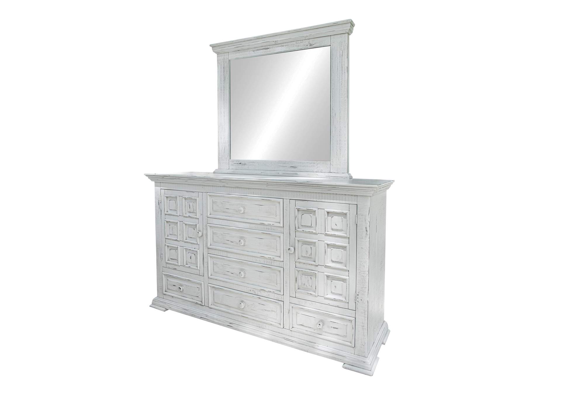 Terra White White distressed Mirror,International Furniture Direct