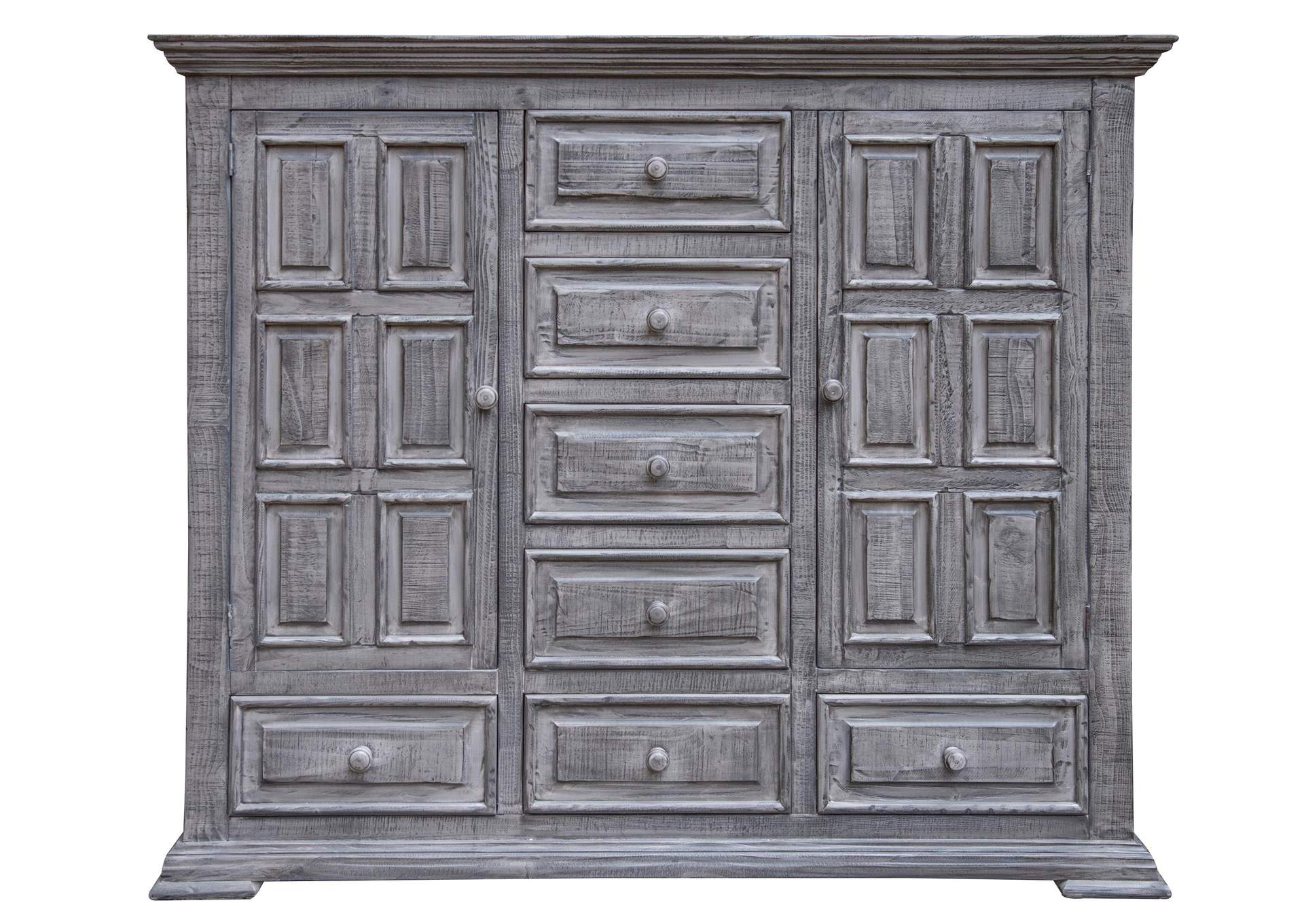 Terra Gray 7 Drawers, 2 Doors Mule Chest,International Furniture Direct