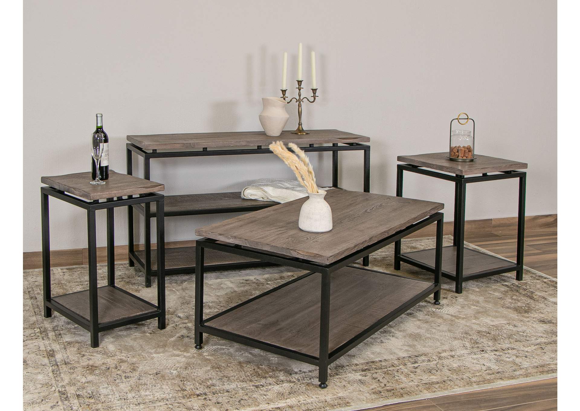 Blacksmith End Table, w/ shelf,International Furniture Direct