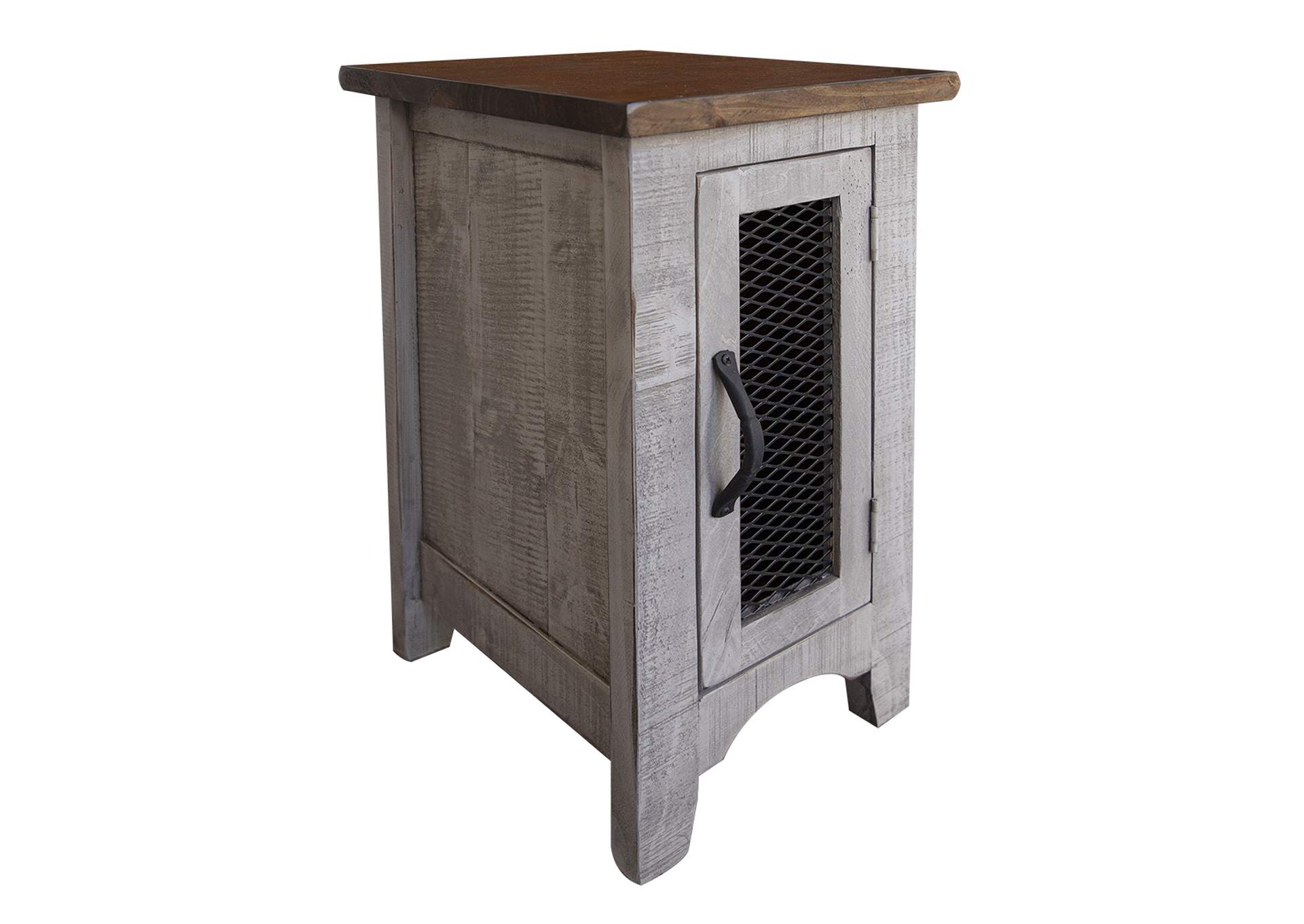 Pueblo Gray Chair Side Table 1 Door,International Furniture Direct