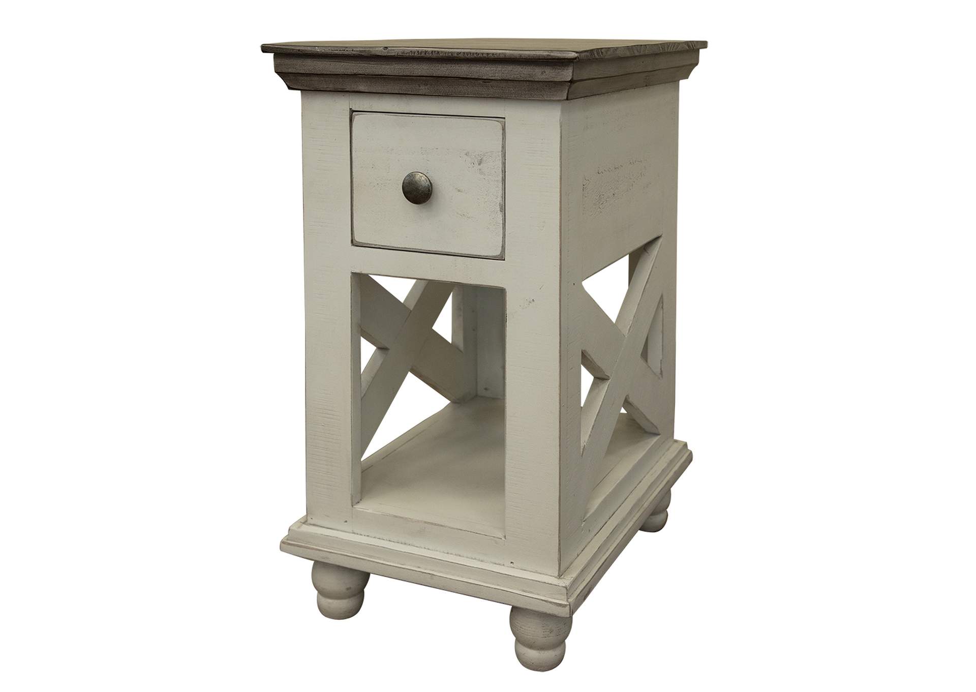 Florence Ivory & Medium Gray Chairside Table,International Furniture Direct