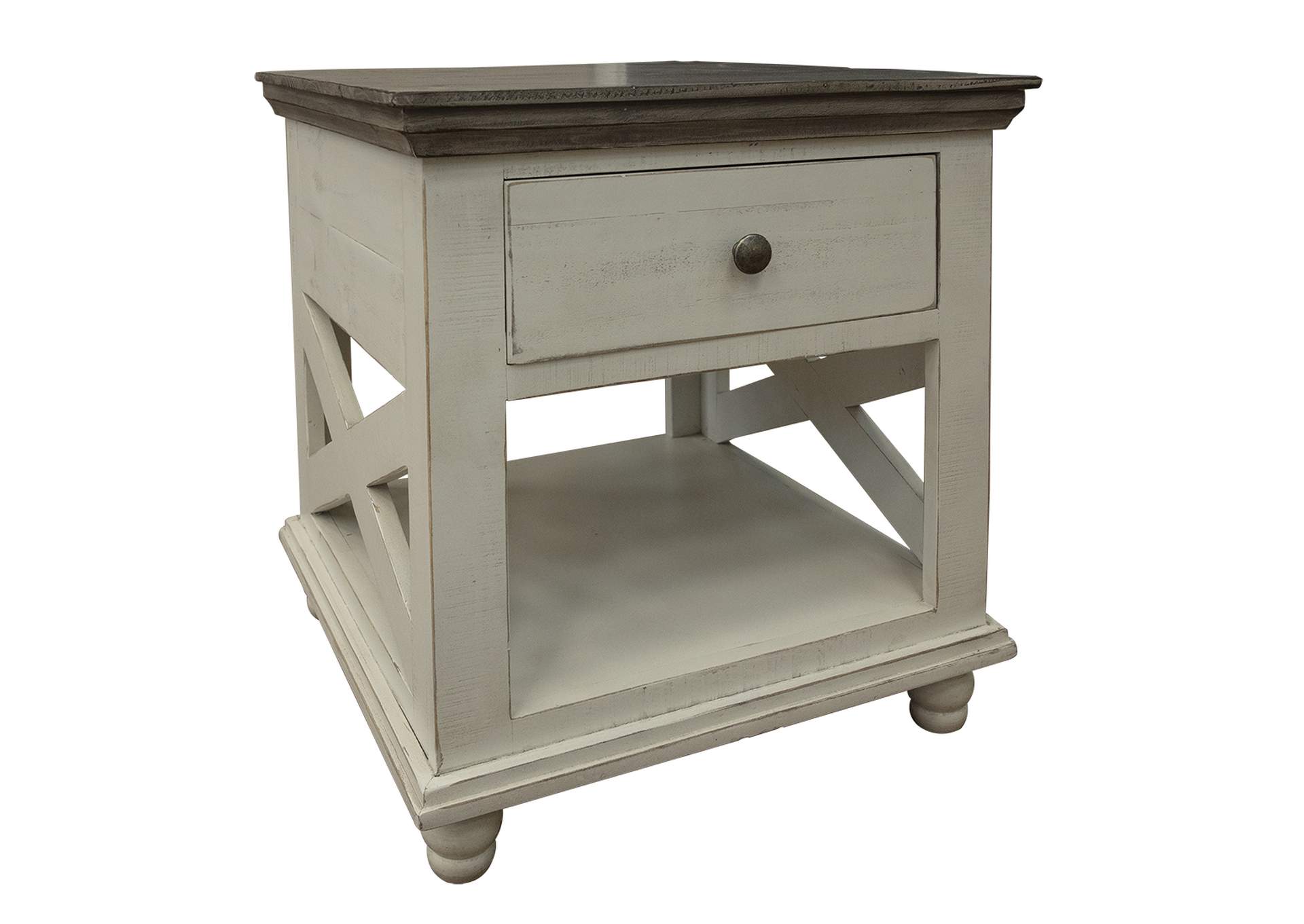 Florence Ivory & Medium Gray End Table,International Furniture Direct