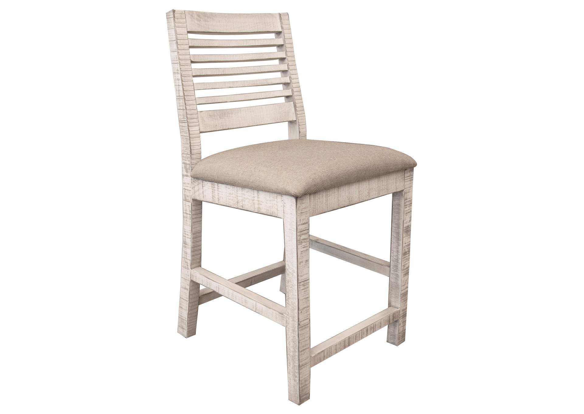 Stone 24" Barstool w/Ivory Finish & Fabric Seat  (Set of 2),International Furniture Direct