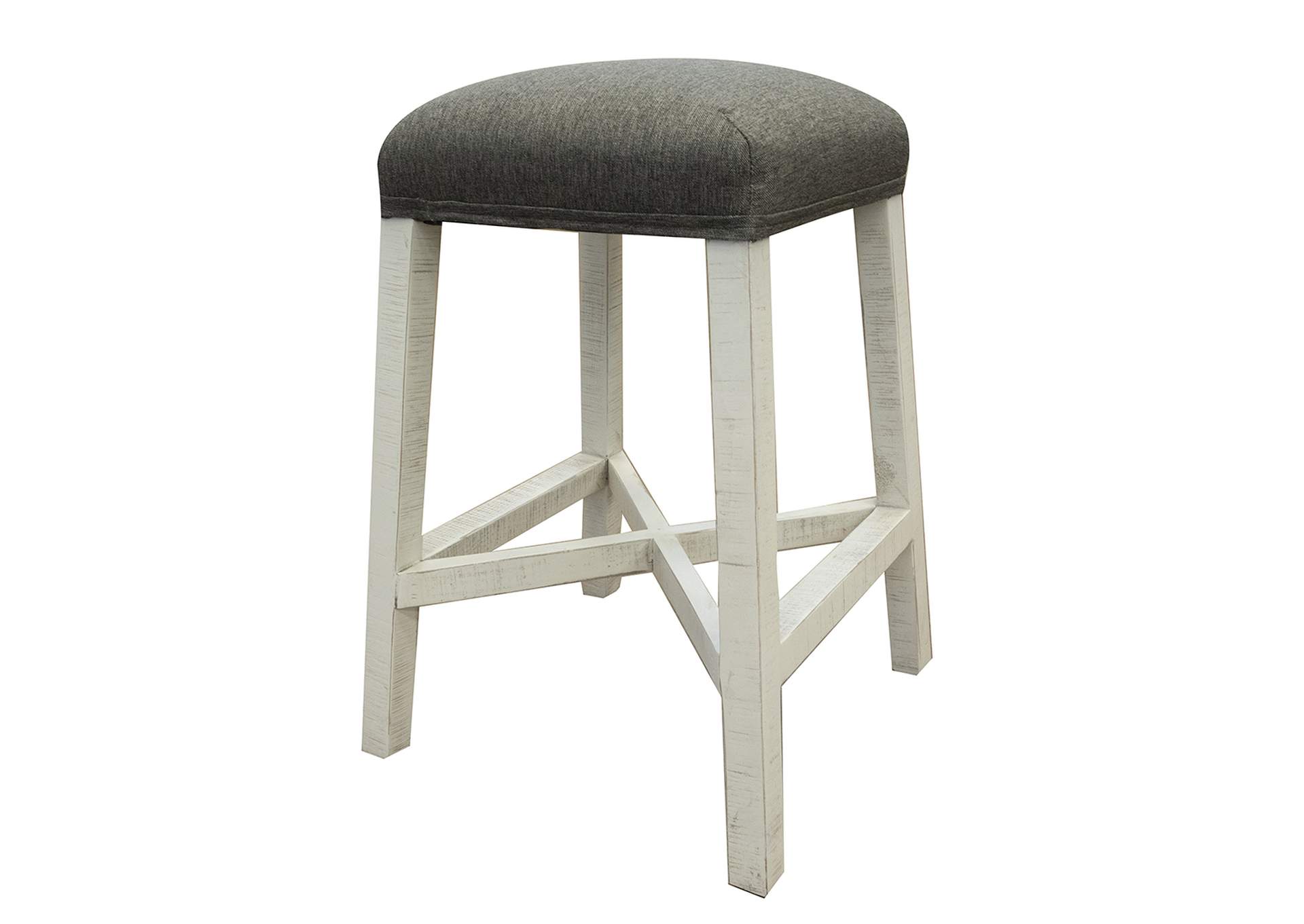 Stone 24” Stool w/Fabric Seat & Ivory finish,International Furniture Direct