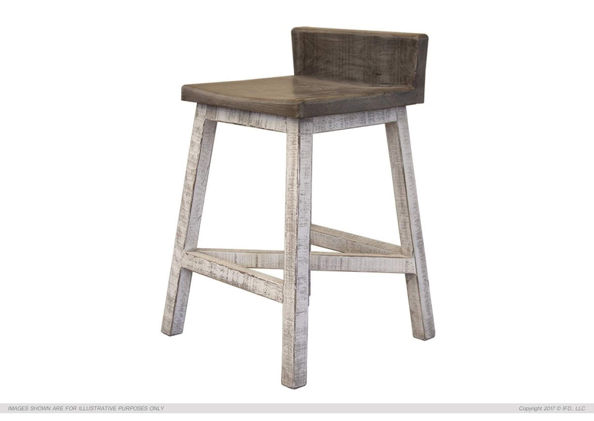 Stone 24” Stool -w/Wooden Seat & Base- Stone Finish,International Furniture Direct