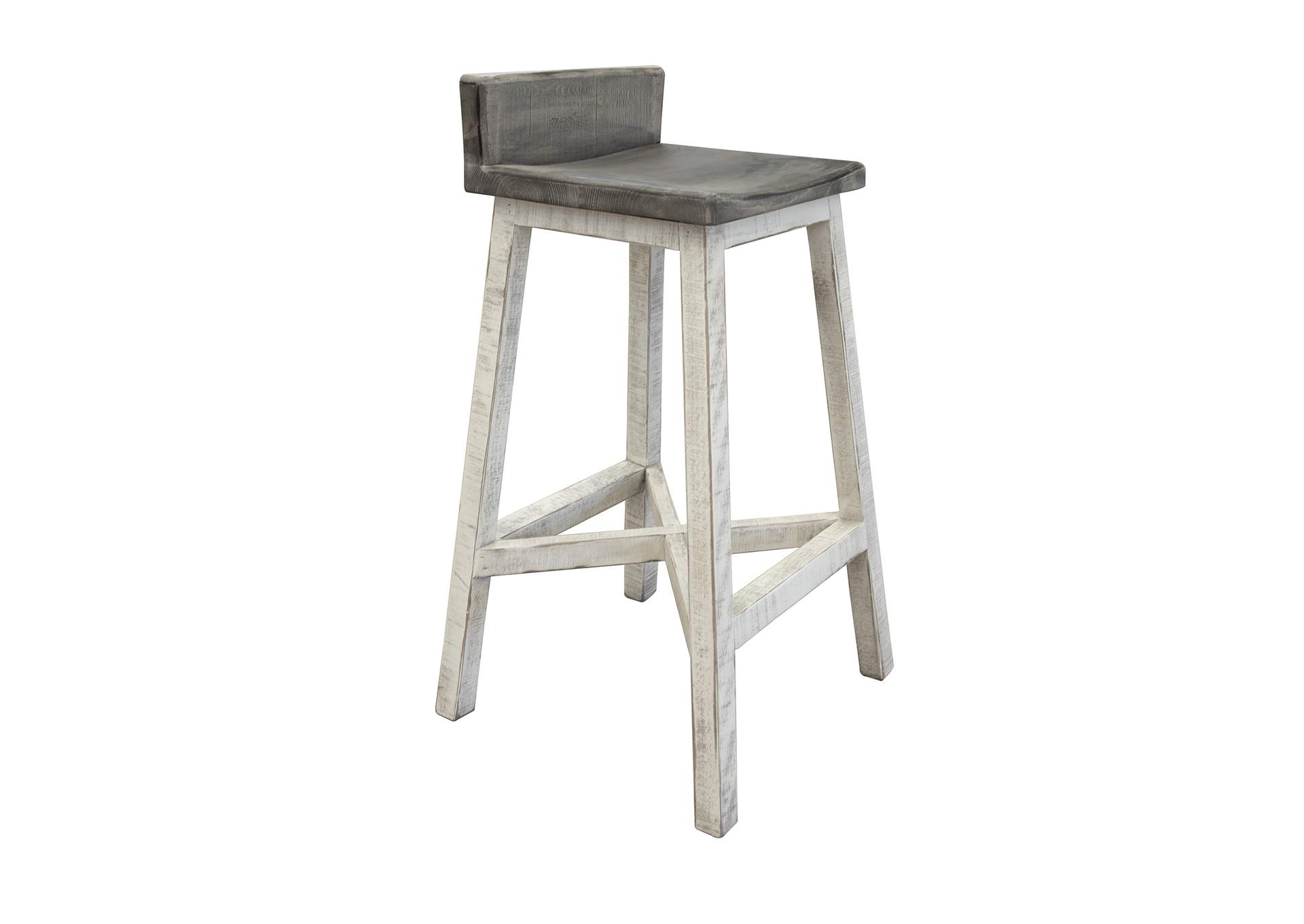 Stone 30" Stool - w/Wooden Seat & Base - Stone Finish  (Set of 2),International Furniture Direct