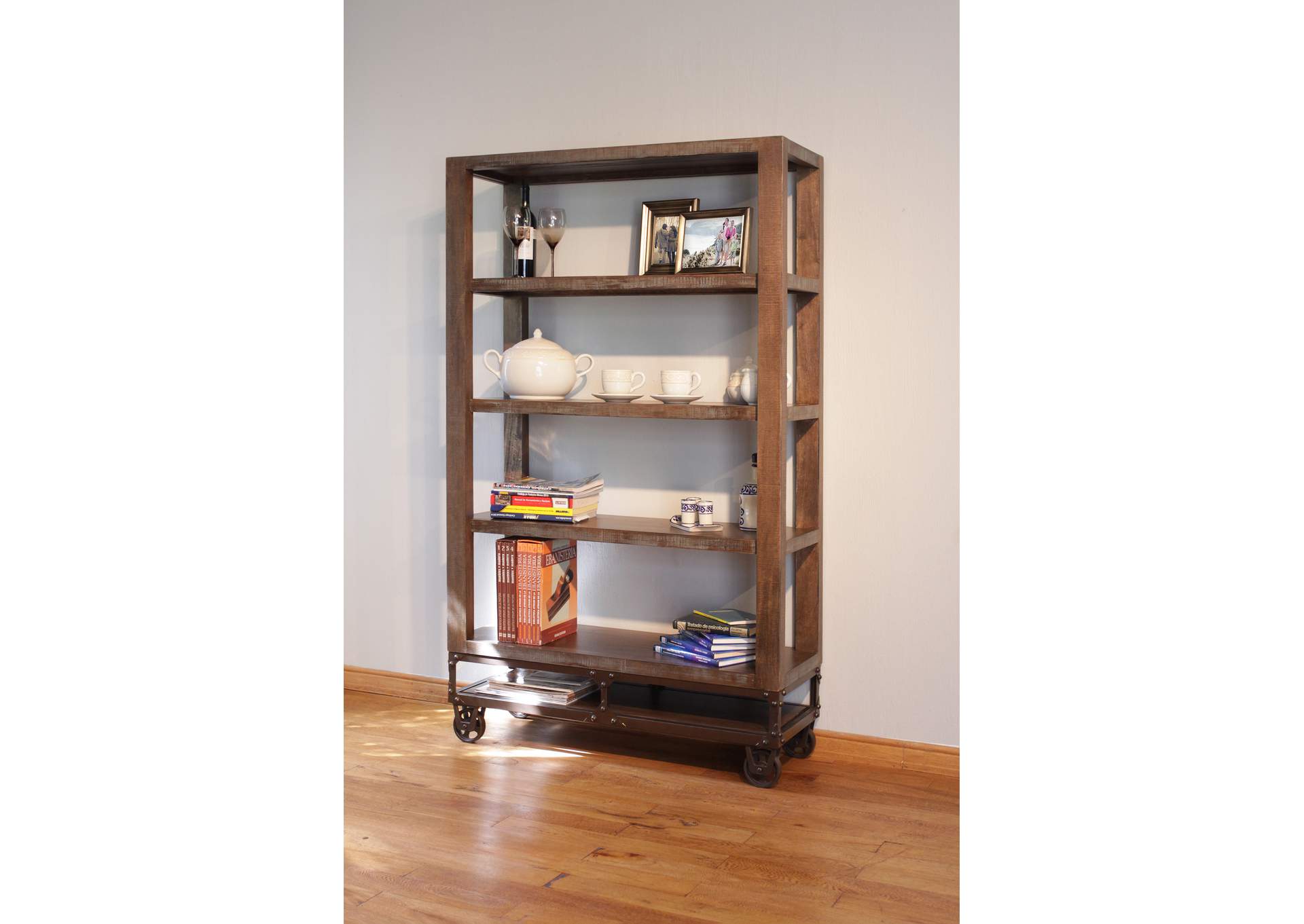 Urban Gold 70" Bookcase with 4 shelves & Casters,International Furniture Direct