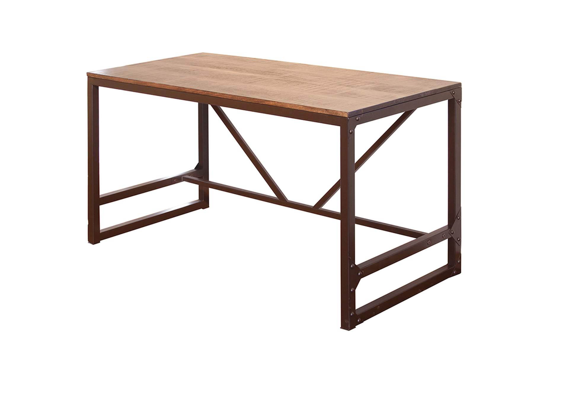 Urban Gold Desk w/Wood Top & Iron Base,International Furniture Direct