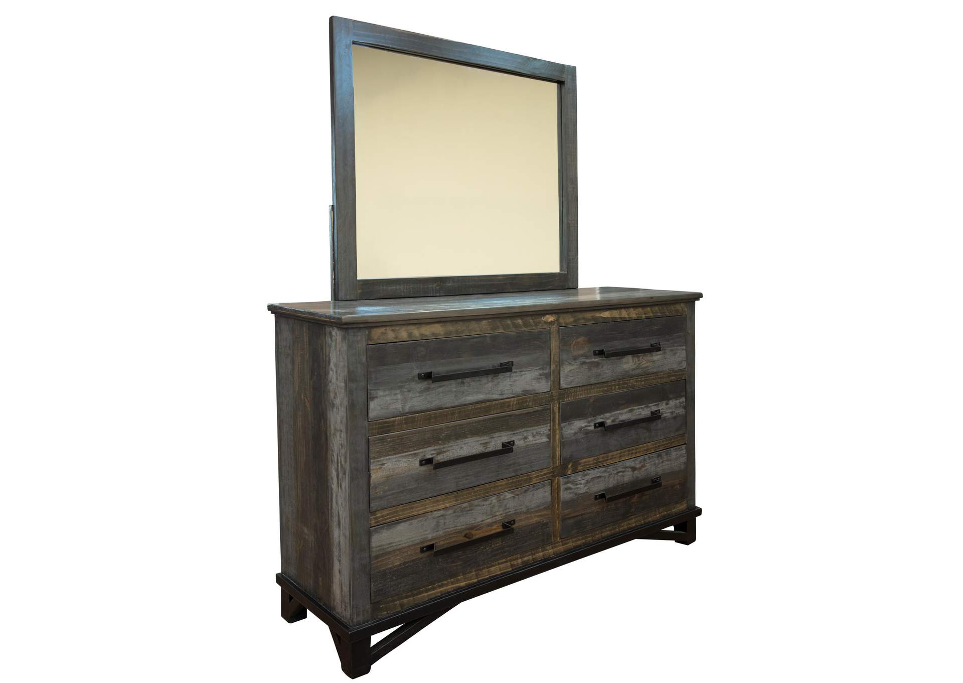 Loft Brown Two tone Gray & Brown Mirror,International Furniture Direct