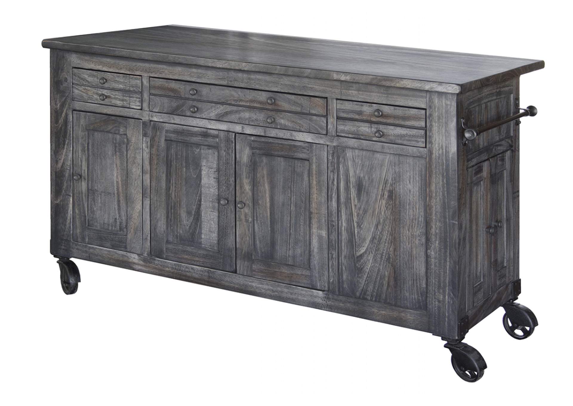 Moro Kitchen Island w/3Drawer, 5Doors, 3Shelves &casters,International Furniture Direct