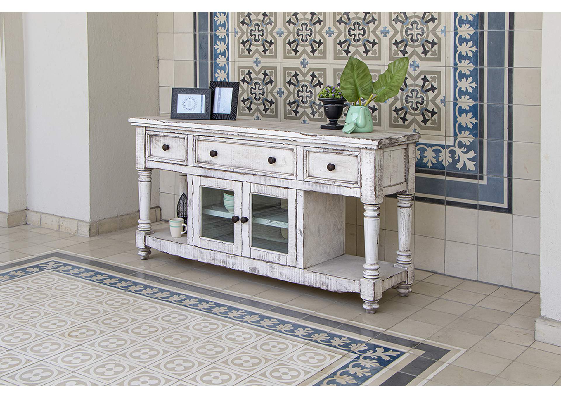 Aruba 70" TV Stand, w/3 Drawers & 2 Doors, in White Finish,International Furniture Direct