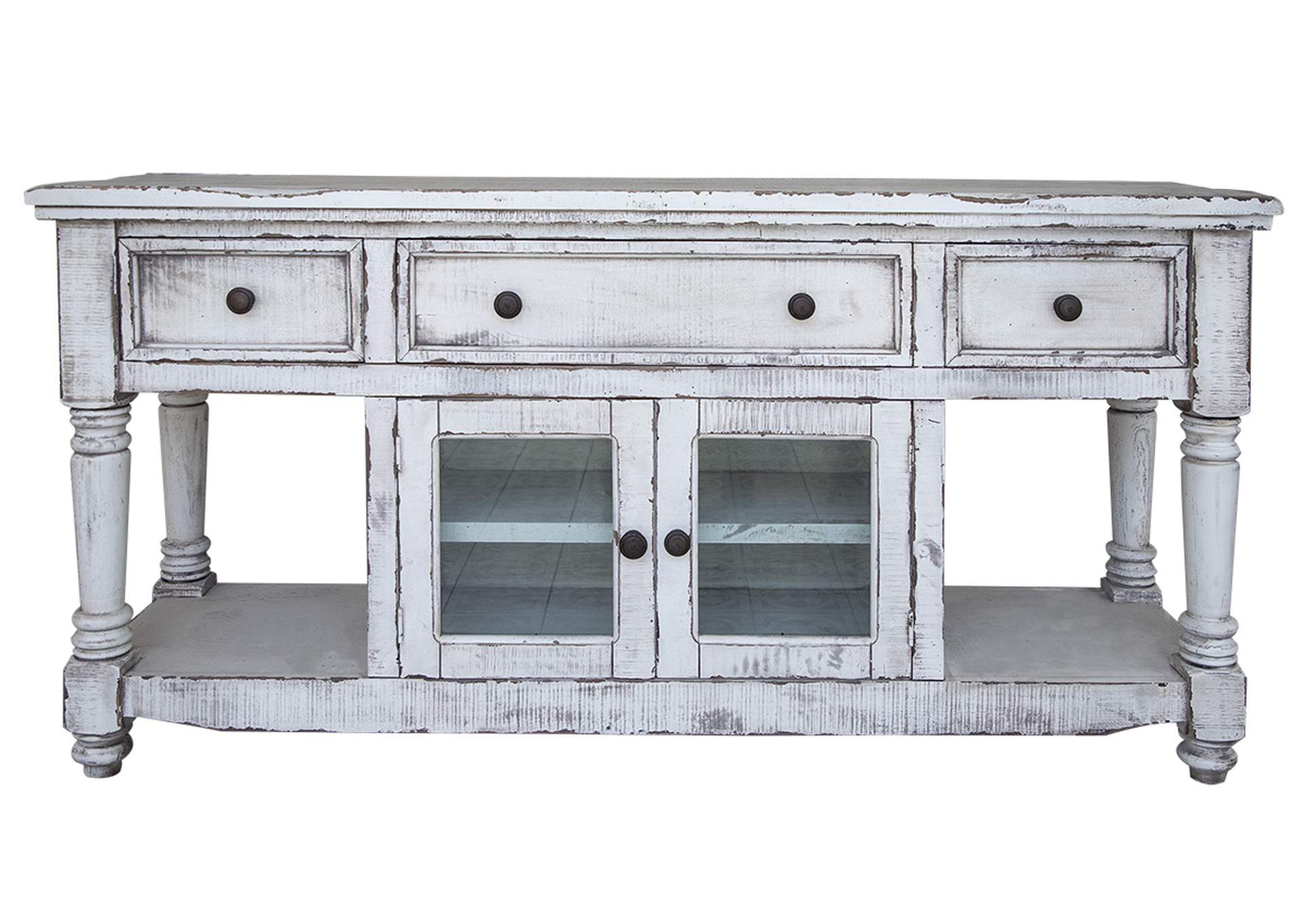 Aruba 70" TV Stand, w/3 Drawers & 2 Doors, in White Finish,International Furniture Direct