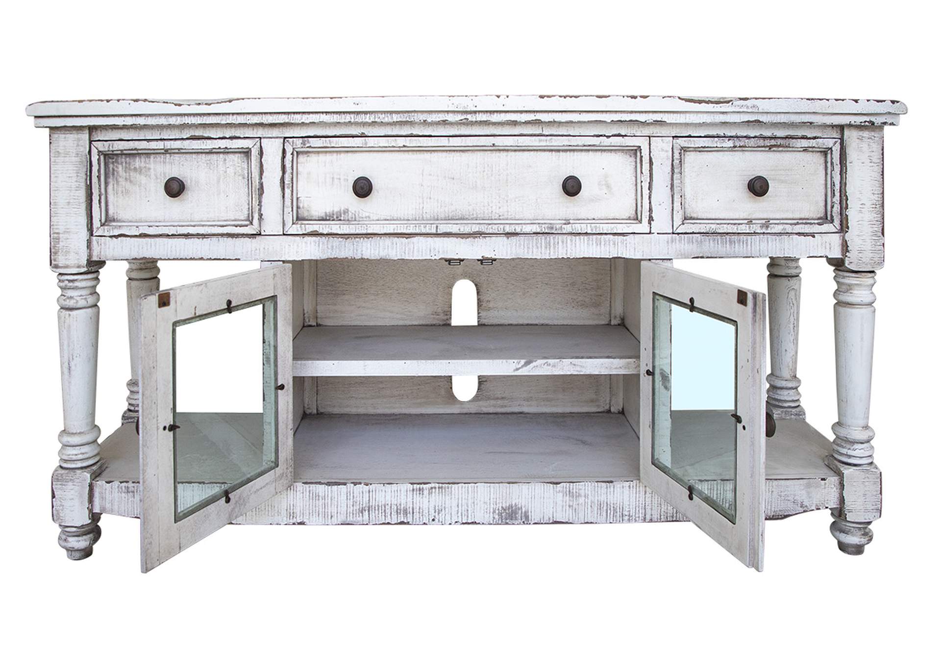 Aruba 70" TV Stand, w/3 Drawers & 2 Doors, in White Finish,International Furniture Direct