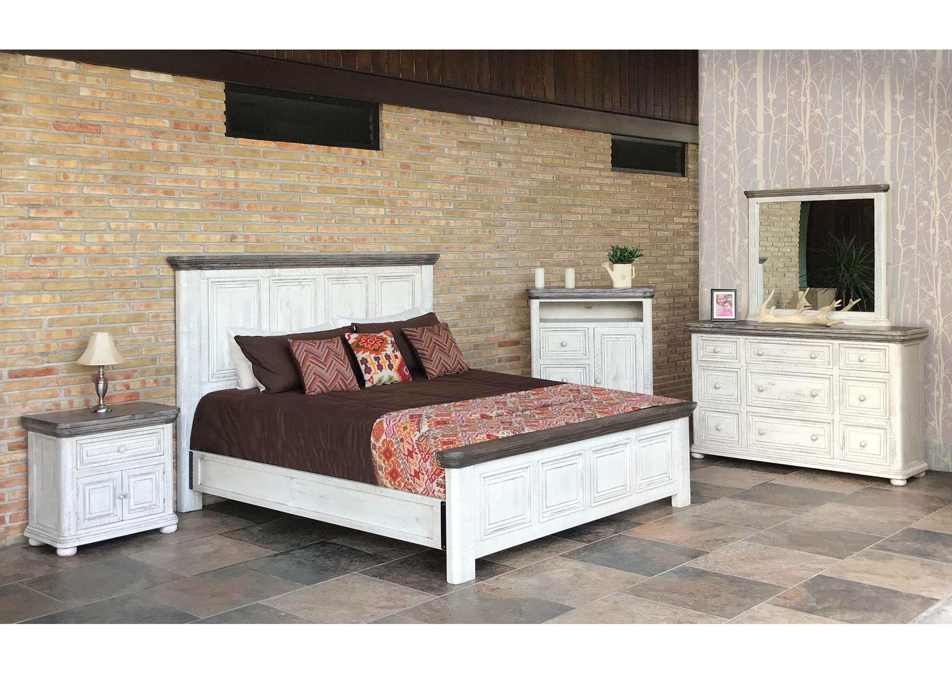 Luna Off-White & Gray Eastern King Headboard,International Furniture Direct