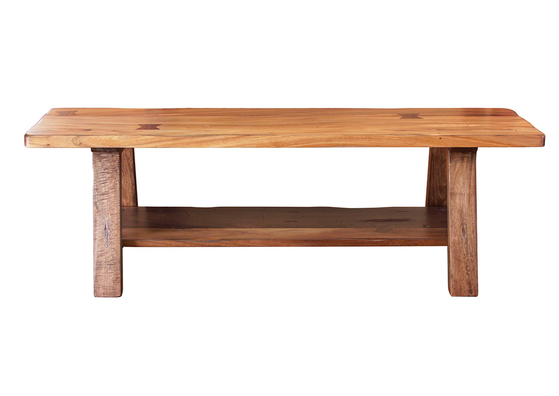 Parota Bench- Solid Wood, w/Shelf,International Furniture Direct