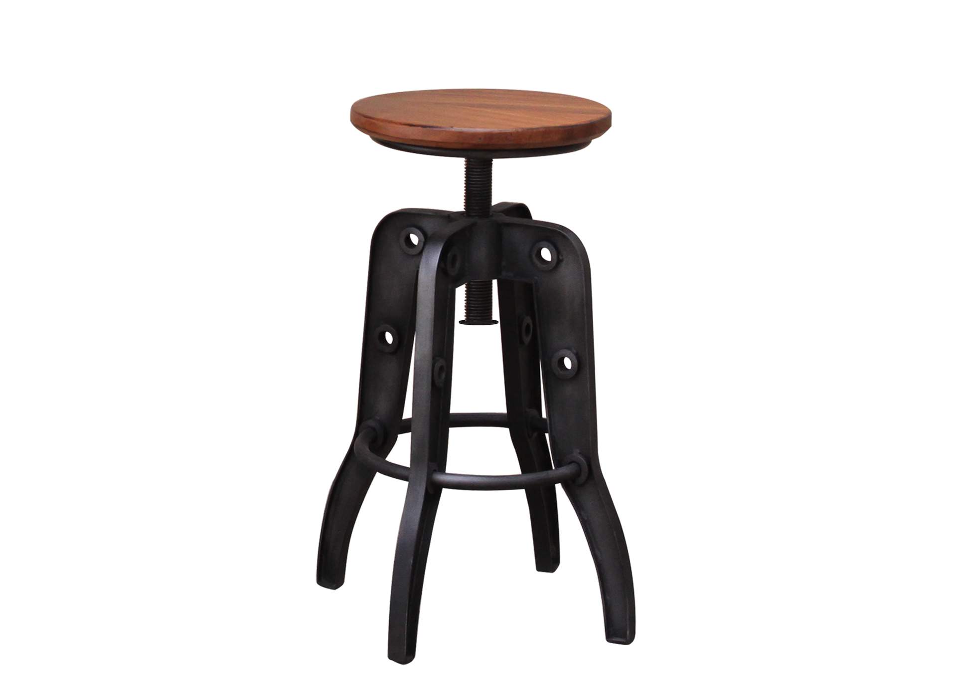 Parota 24-30" Adjustable Height Swivel Stool, wooden seat,International Furniture Direct