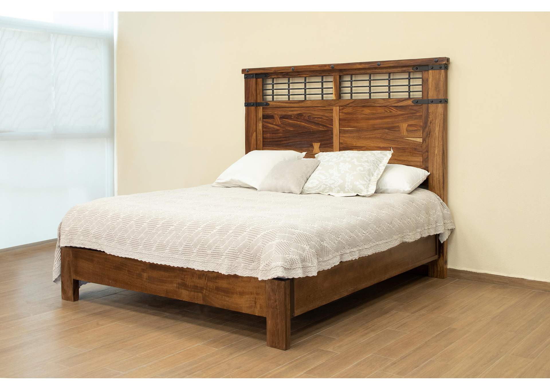 Parota Natural Two tone Queen Headboard,International Furniture Direct