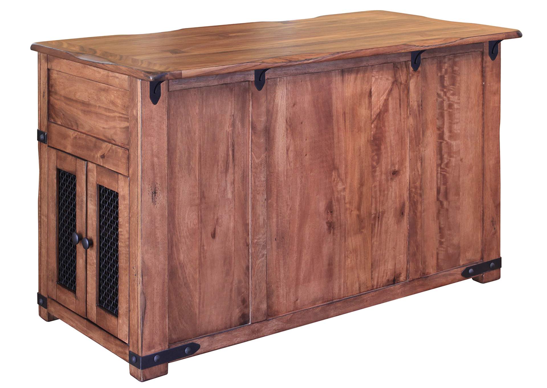 Parota 3 Drawer Kitchen Island w/2 sliding doors, 2 Mesh doors on each side,International Furniture Direct