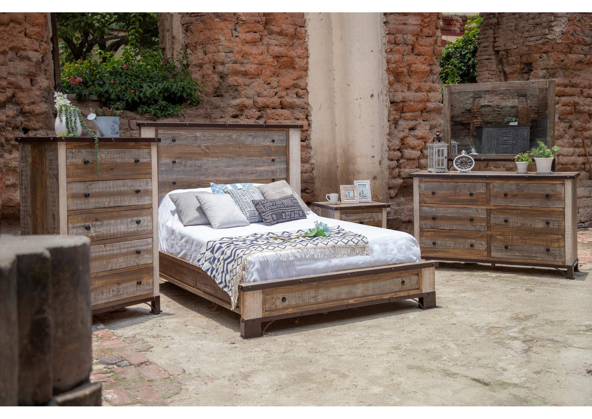 Antique Multicolor Multicolor Queen Headboard,International Furniture Direct