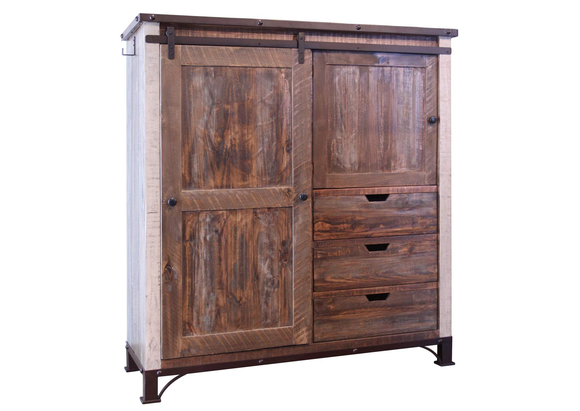 Antique Multicolor 3 Drawer, 1 Sliding Door, 1 Door  Gentleman’s Chest,International Furniture Direct