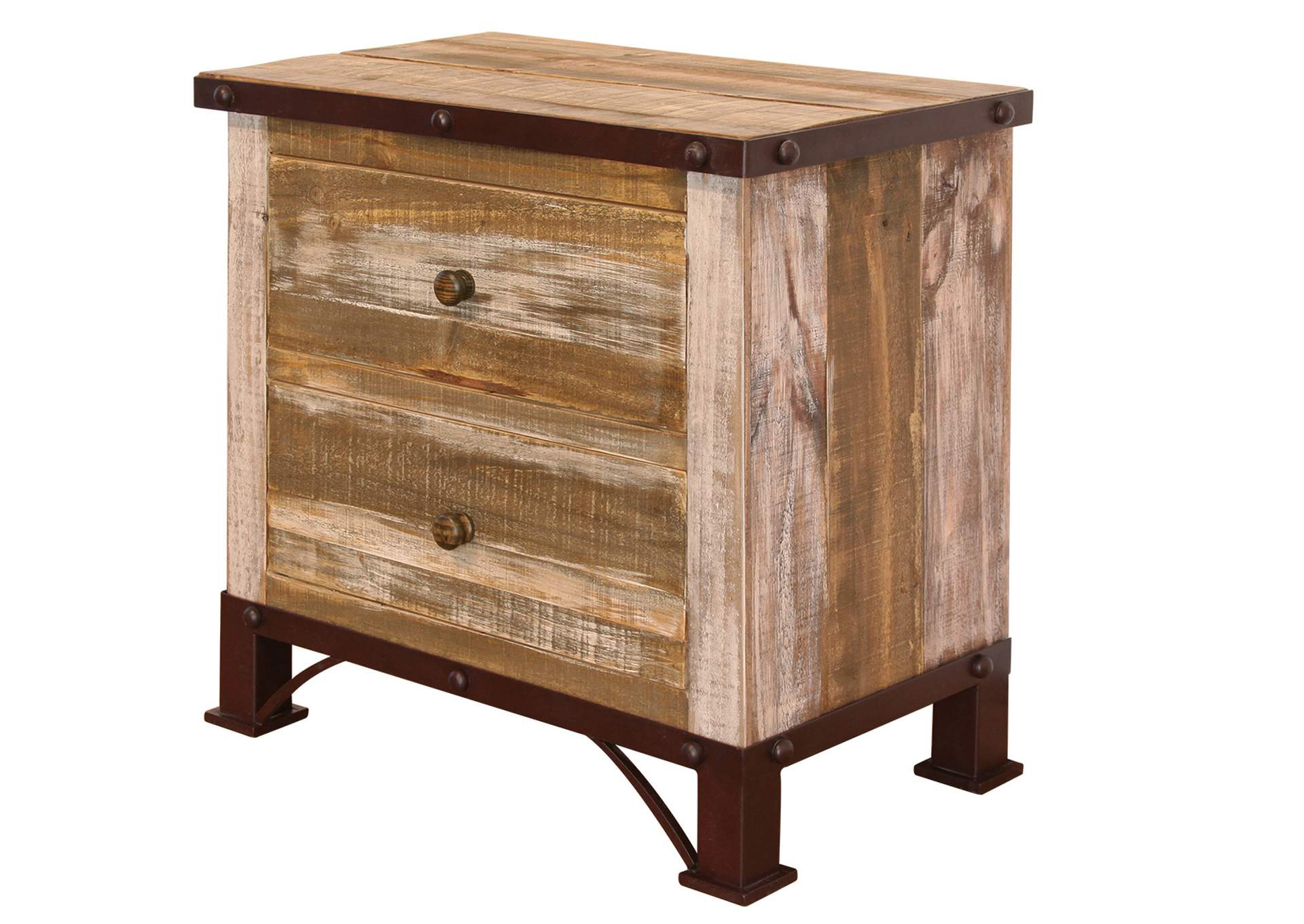 Antique Multicolor 2 Drawer Nightstand,International Furniture Direct