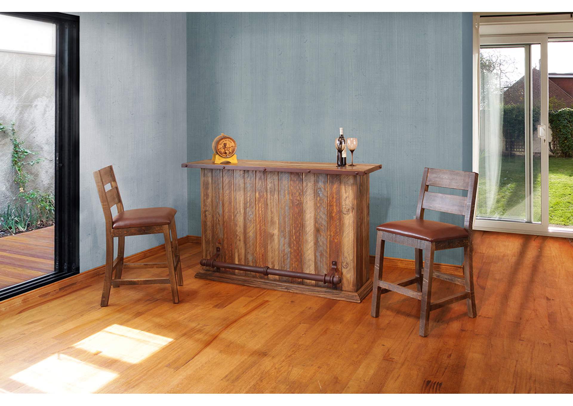 Antique Multicolor  1 Drawer, 2 Shelves & 2 Doors Bar,International Furniture Direct