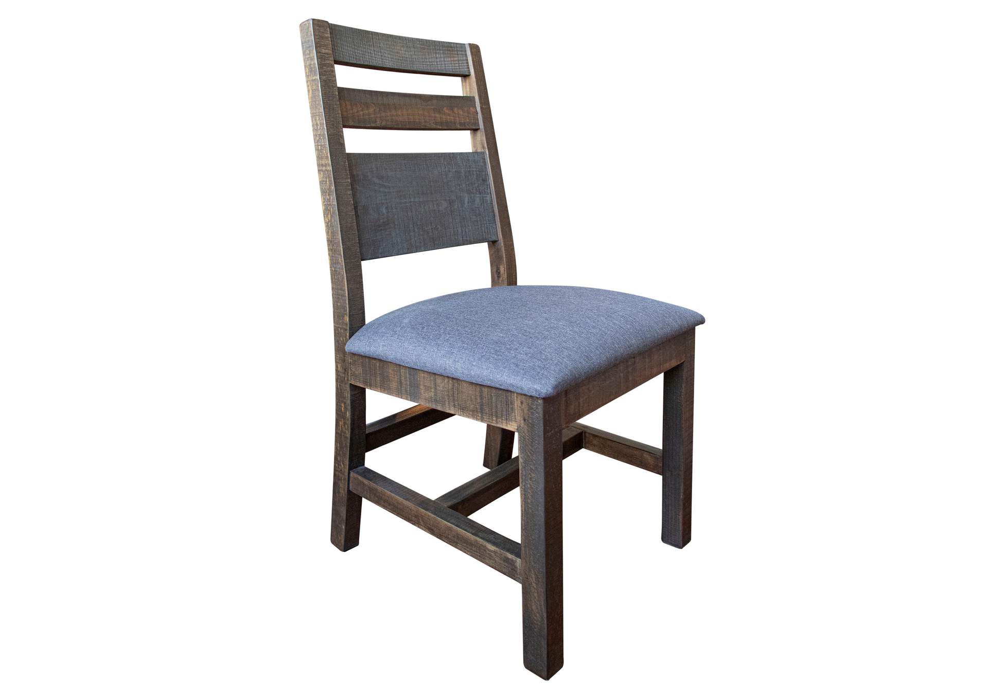 Antique Gray Solid Wood Chair w/Fabric seat, Gray Finish,International Furniture Direct