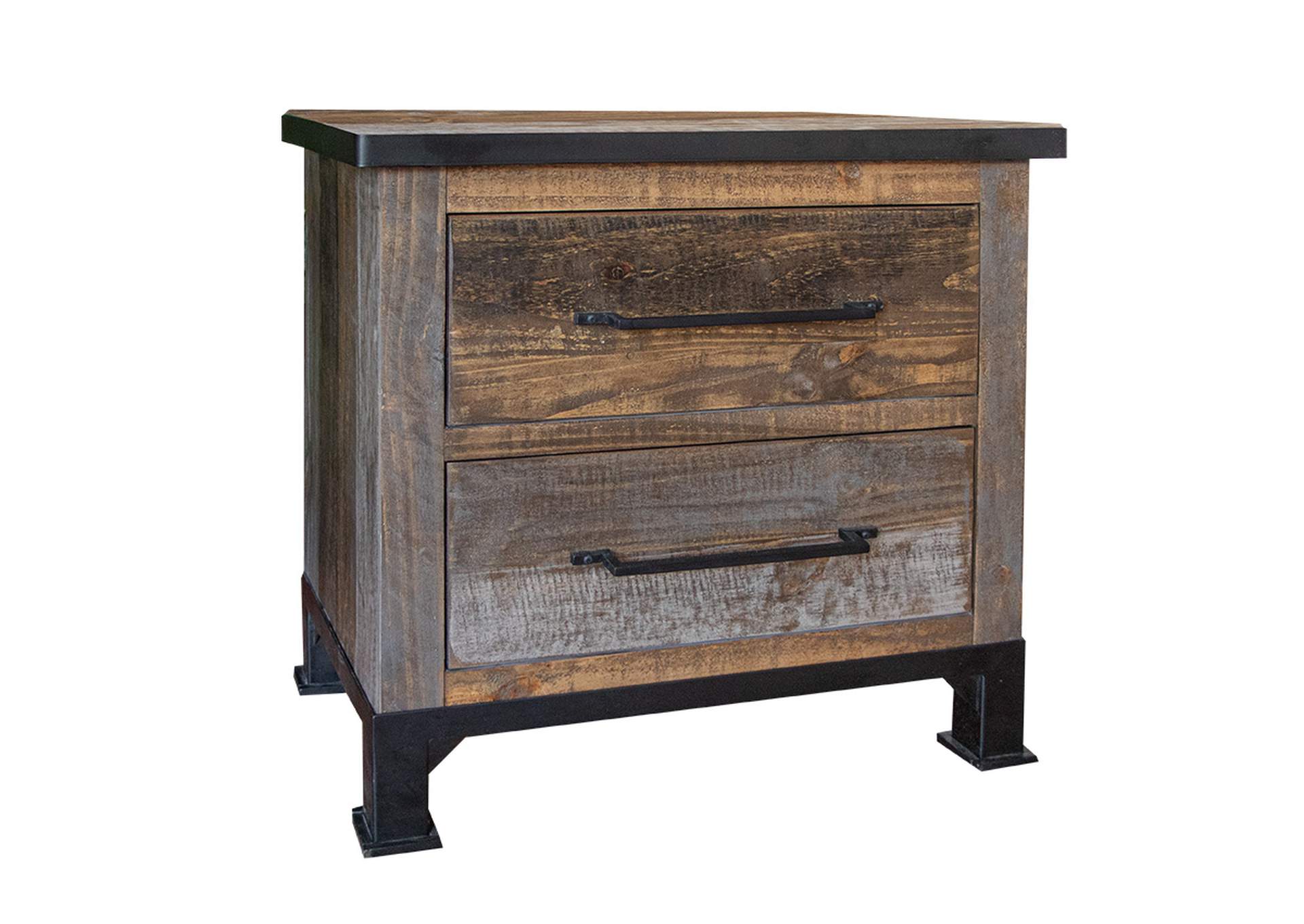 Antique Gray 2 Drawers Night Stand,International Furniture Direct