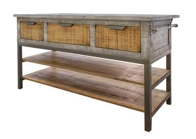 Image for Mita Kitchen Island, 3 Drawers, 2 Shelves & Casters