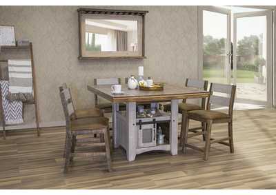 Image for Pueblo Gray Light Gray & Brown 5 Piece Counter Height Dining Set w/ 4 Barstools