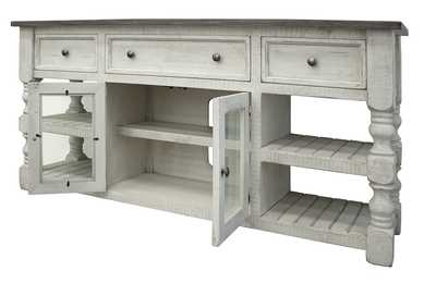 Image for Stone 70" TV Stand w/ 3 Drawer & 2 Glass Doors