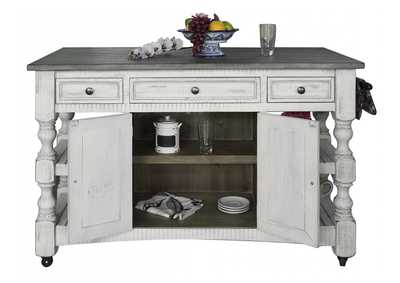 Image for Stone Kitchen Island w/3 Drawer, 2 doors, 4 Shelves & casters