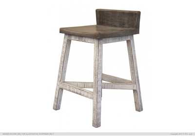 Image for Stone 24” Stool -w/Wooden Seat & Base- Stone Finish