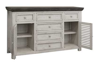 Image for Stone Ivory Antiqued & Weathered Gray Buffet