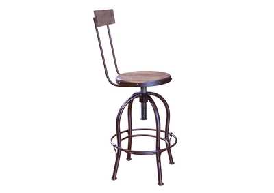 Image for Antique Multicolor 24-30" Adjustable Height barstool, Wooden Seat and Back-Rest (Set of 2)