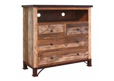 Image for Antique Multicolor 4 Drawer Media Chest